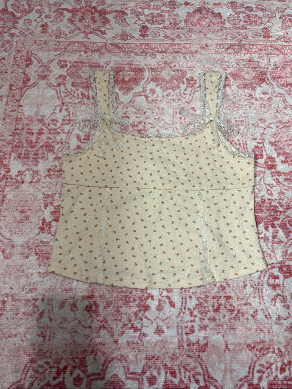 Floral Lace-Trim Tank Top